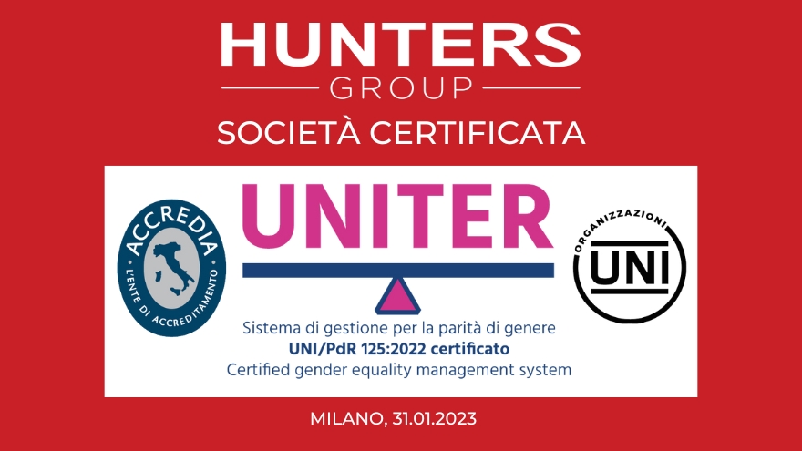 Hunters Group è certificata per la Parità di Genere