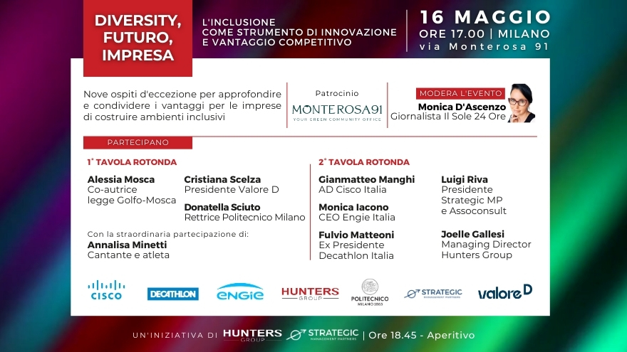 Evento Hunters Group: Diversity, Futuro, Impresa | 16 Maggio 2023