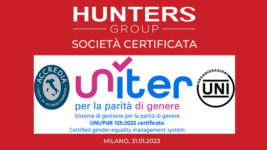 Hunters Group è certificata per la Parità di Genere